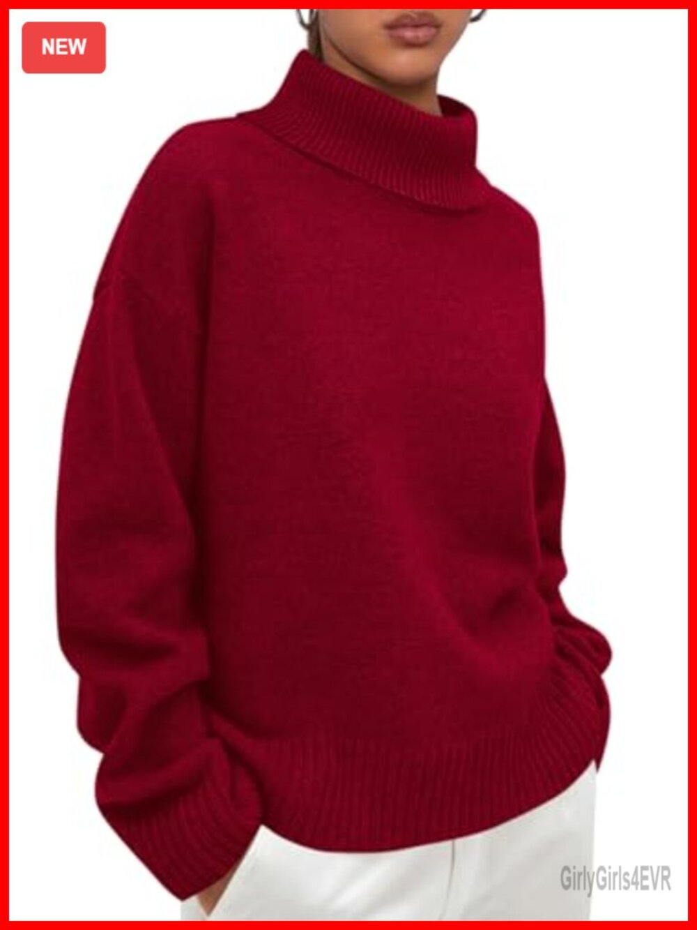 Chunky Turtleneck Knit Sweater Women Long Sleeve Loose Fit Pullover